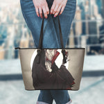 Count Dracula Print Leather Tote Bag