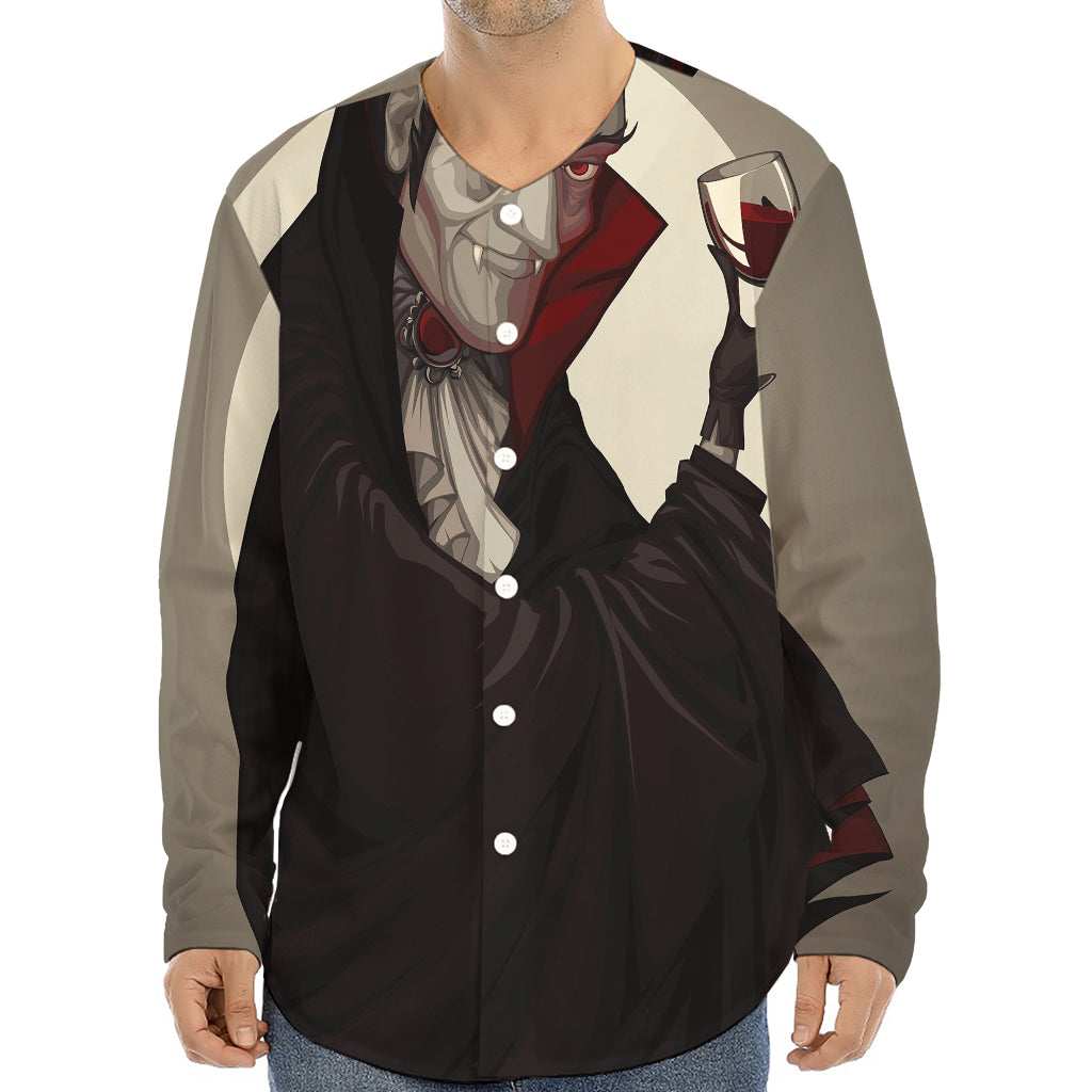 Count Dracula Print Long Sleeve Baseball Jersey