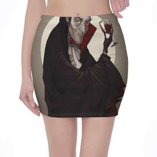 Count Dracula Print Pencil Mini Skirt