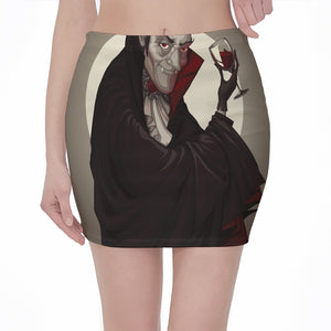 Count Dracula Print Pencil Mini Skirt