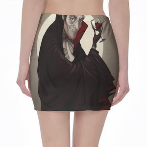 Count Dracula Print Pencil Mini Skirt