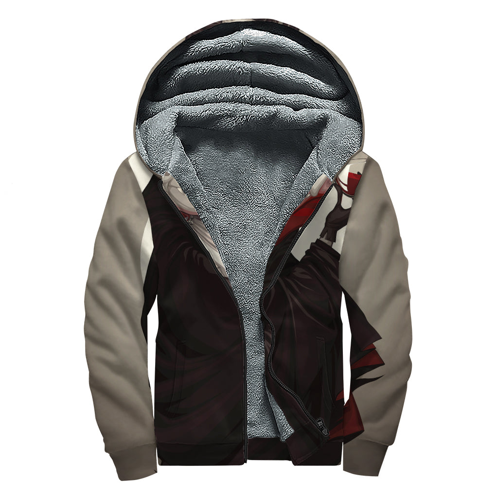 Count Dracula Print Sherpa Lined Zip Up Hoodie