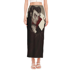 Count Dracula Print Side Slit Maxi Skirt