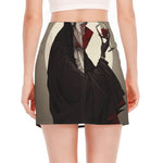 Count Dracula Print Side Slit Mini Skirt