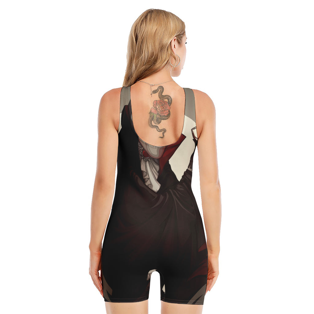 Count Dracula Print Sleeveless One Piece Swimsuit