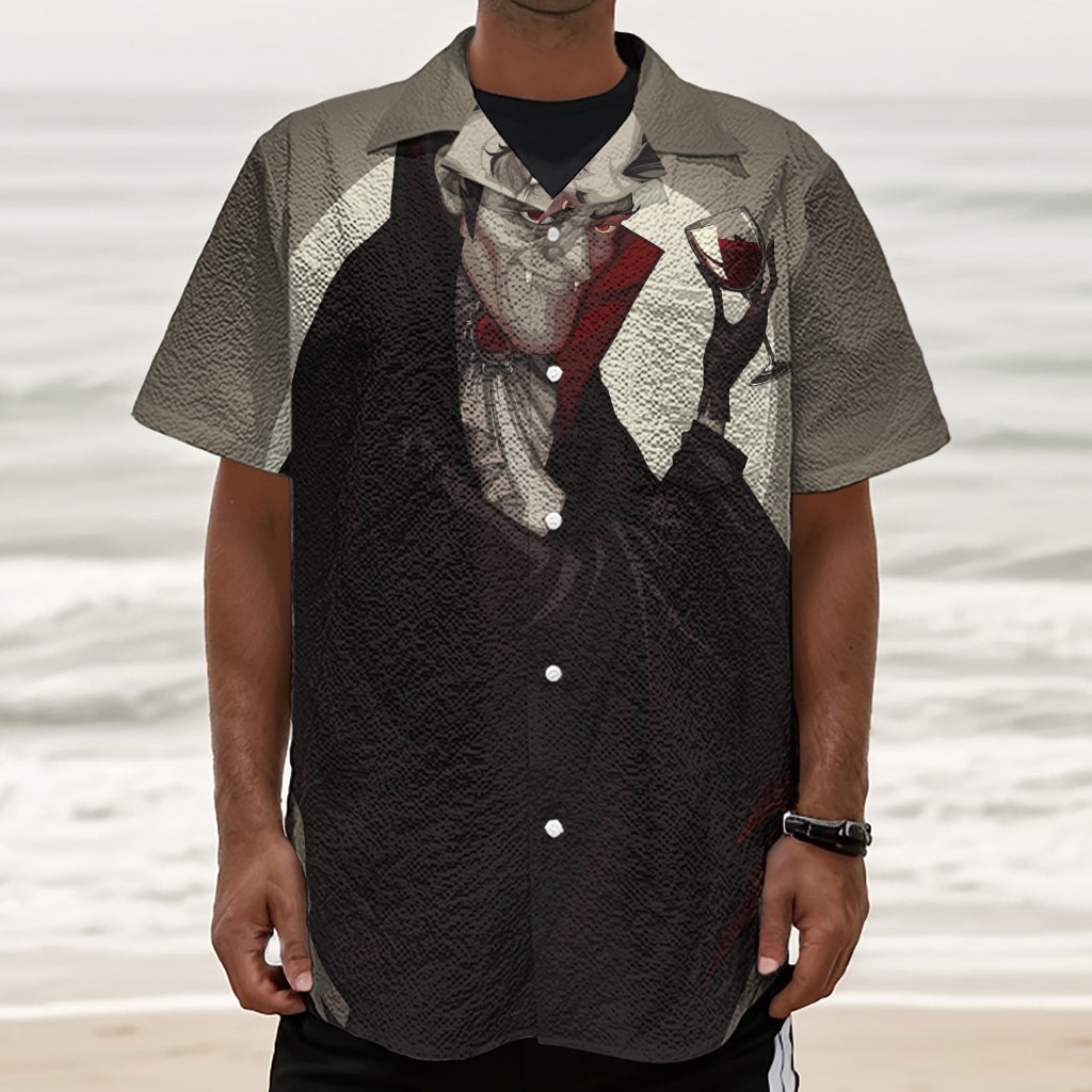 Count Dracula Print Textured Short Sleeve Shirt