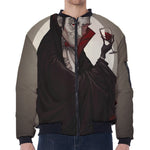 Count Dracula Print Zip Sleeve Bomber Jacket