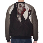 Count Dracula Print Zip Sleeve Bomber Jacket