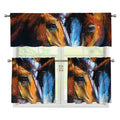 Couple Horses Painting Print 3 Piece Kitchen Curtains