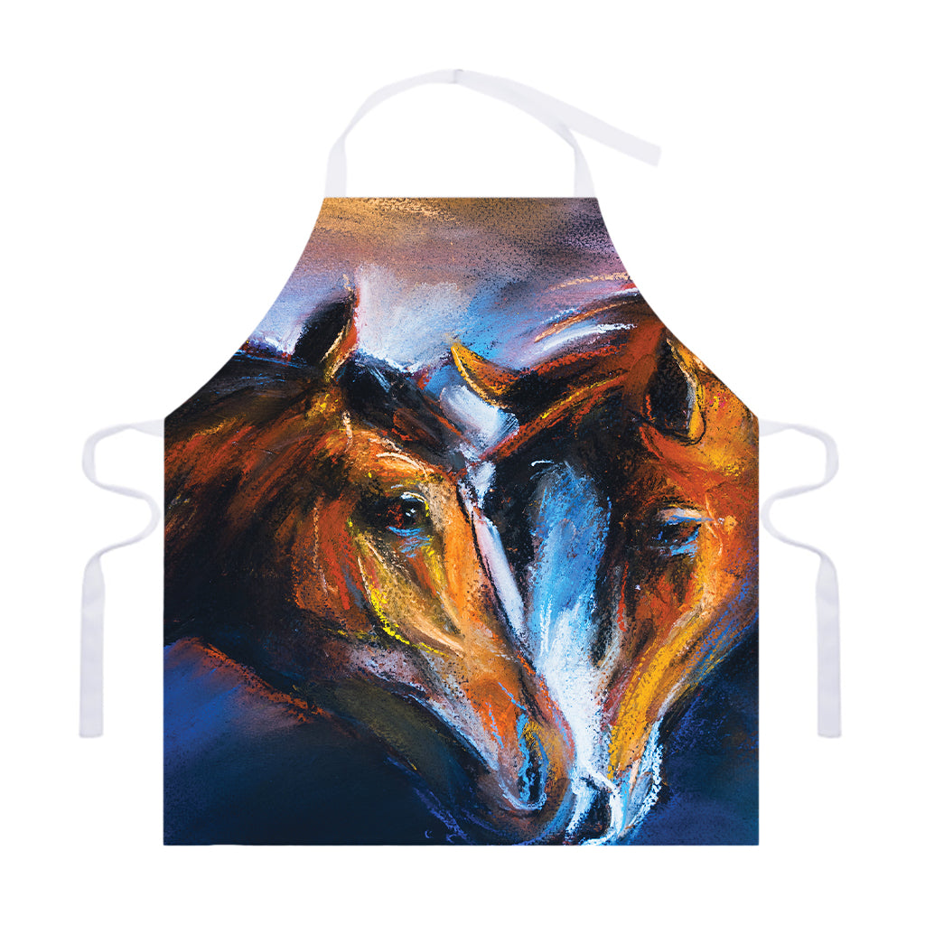 Couple Horses Painting Print Adjustable Apron