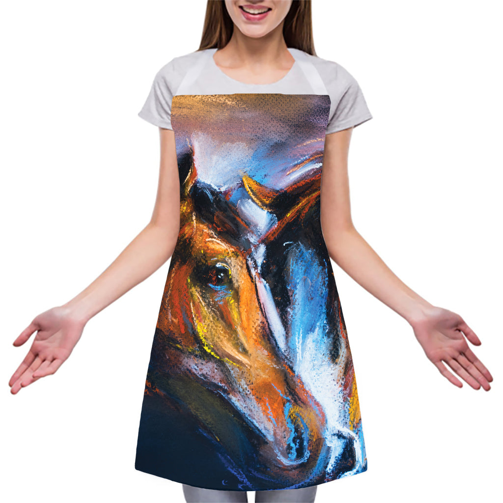 Couple Horses Painting Print Adjustable Apron