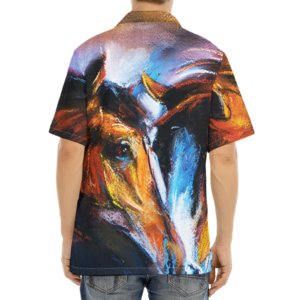 Couple Horses Painting Print Aloha Shirt