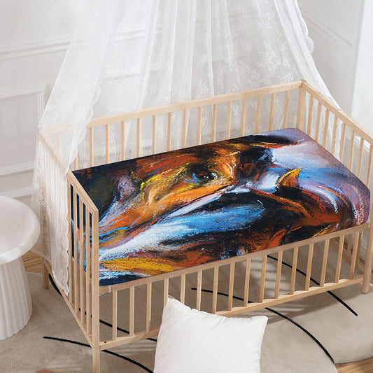 Couple Horses Painting Print Baby Crib Sheet