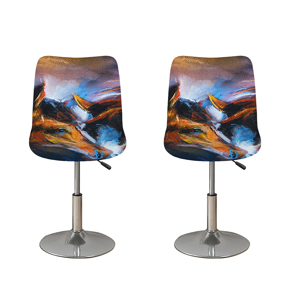 Couple Horses Painting Print Bar Stool Covers