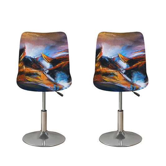 Couple Horses Painting Print Bar Stool Covers
