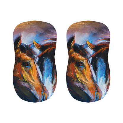 Couple Horses Painting Print Bar Stool Covers