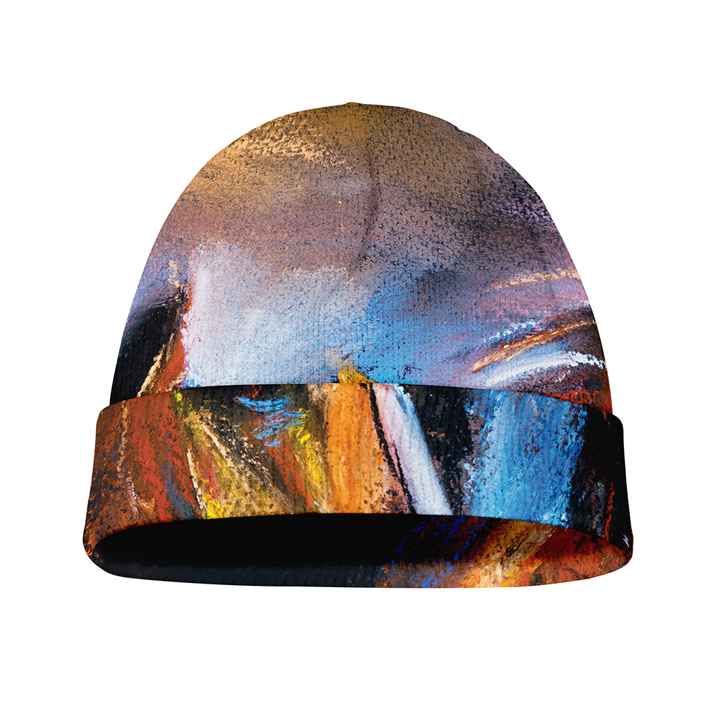 Couple Horses Painting Print Beanie