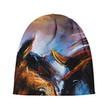 Couple Horses Painting Print Beanie
