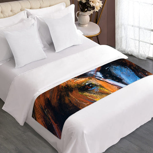 Couple Horses Painting Print Bed Runner