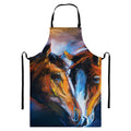 Couple Horses Painting Print Bib Apron With Pocket