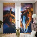 Couple Horses Painting Print Dimout Pencil Pleat Curtains