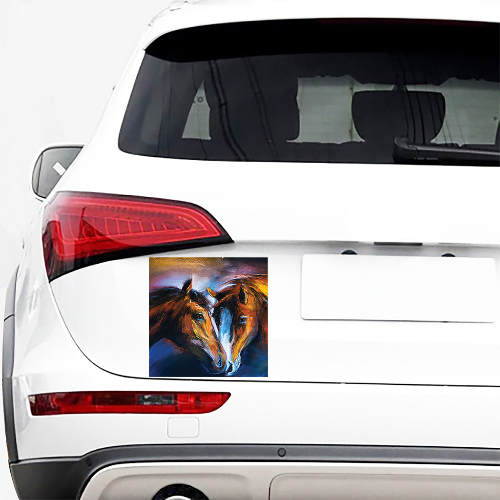 Couple Horses Painting Print Car Sticker
