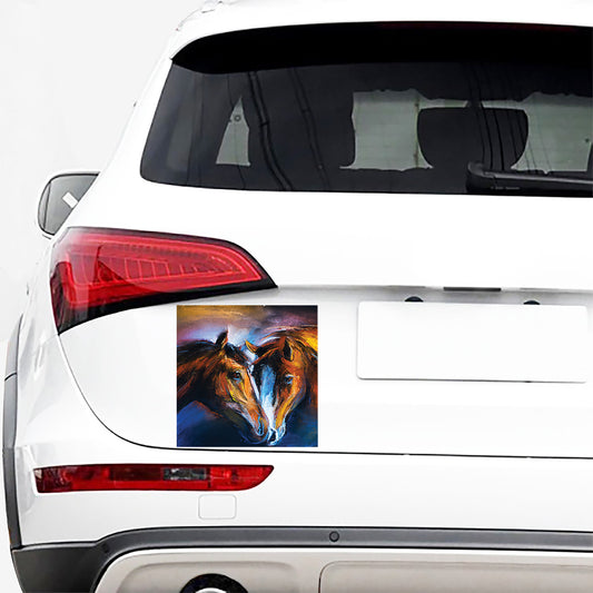 Couple Horses Painting Print Car Sticker