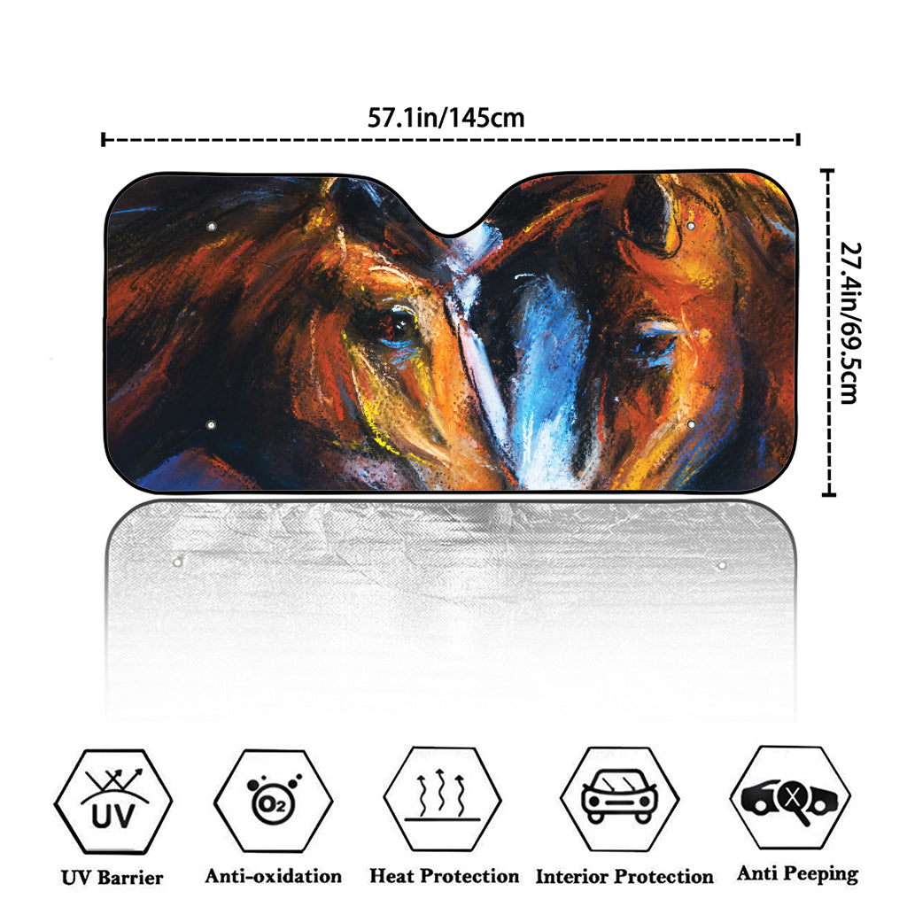 Couple Horses Painting Print Car Windshield Sun Shade