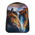 Couple Horses Painting Print Casual Backpack
