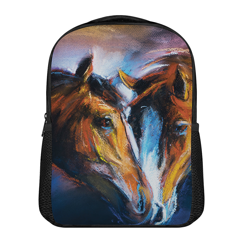 Couple Horses Painting Print Casual Backpack
