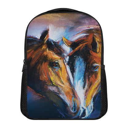 Couple Horses Painting Print Casual Backpack