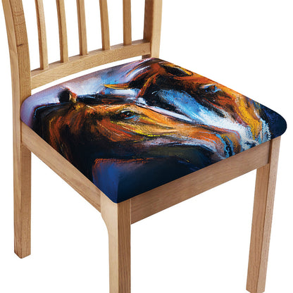 Couple Horses Painting Print Chair Cushion Cover
