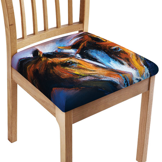 Couple Horses Painting Print Chair Cushion Cover