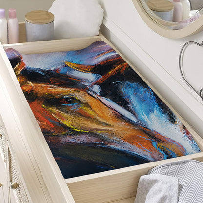 Couple Horses Painting Print Changing Pad Cover