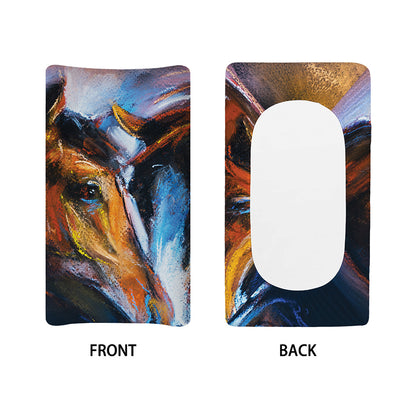 Couple Horses Painting Print Changing Pad Cover