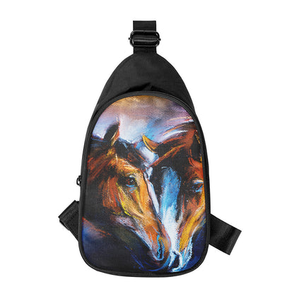 Couple Horses Painting Print Chest Bag