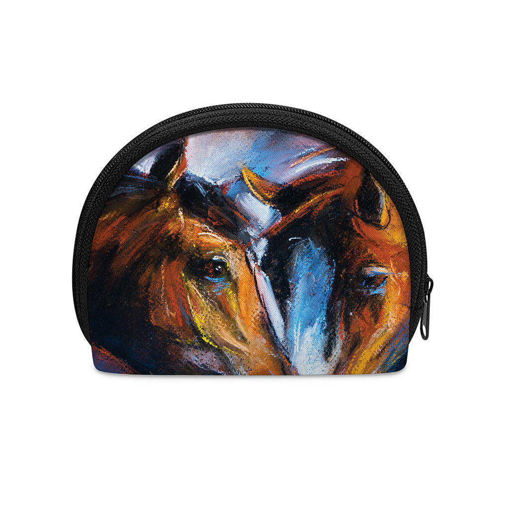Couple Horses Painting Print Coin Purse