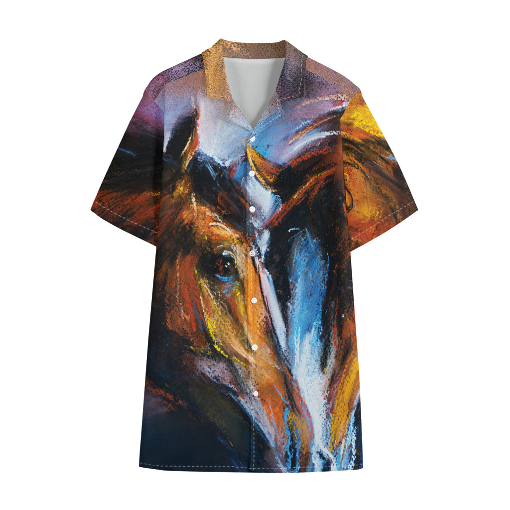 Couple Horses Painting Print Cotton Hawaiian Shirt
