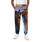 Couple Horses Painting Print Cotton Pants