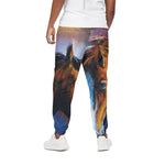 Couple Horses Painting Print Cotton Pants
