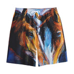 Couple Horses Painting Print Cotton Shorts