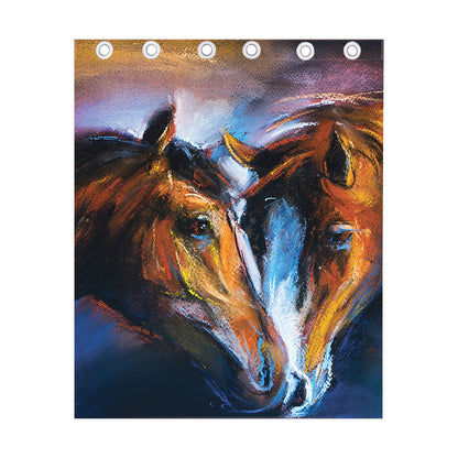 Couple Horses Painting Print Curtain