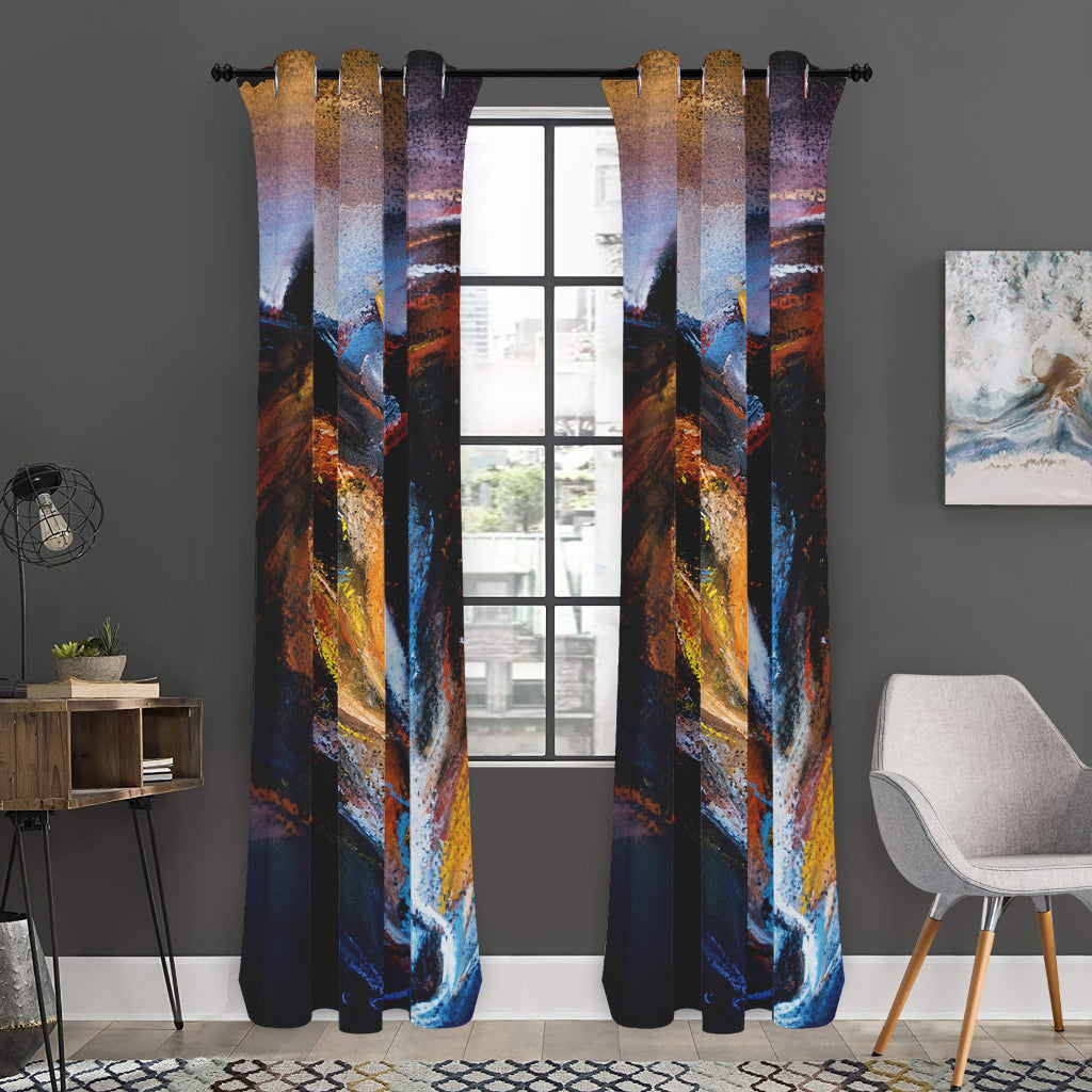 Couple Horses Painting Print Curtain