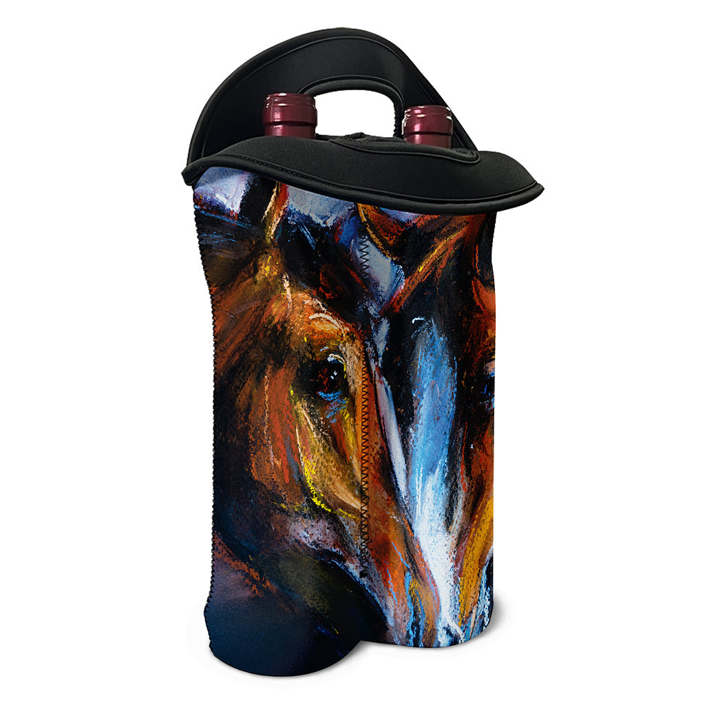 Couple Horses Painting Print Double Neoprene Wine Tote