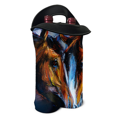 Couple Horses Painting Print Double Neoprene Wine Tote
