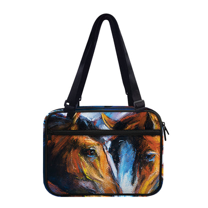 Couple Horses Painting Print Double Strap Bible Bag
