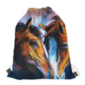 Couple Horses Painting Print Drawstring Bag