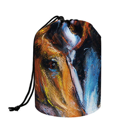 Couple Horses Painting Print Drawstring Makeup Bag