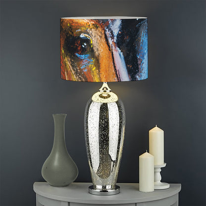 Couple Horses Painting Print Drum Lamp Shade