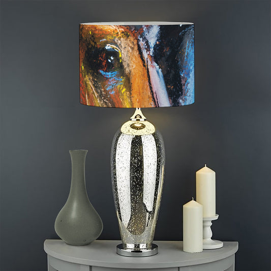Couple Horses Painting Print Drum Lamp Shade
